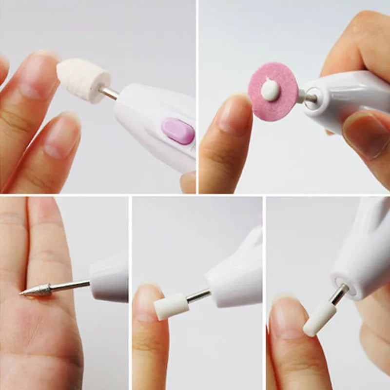 Professional Electric Manicure Nail Art File Drill, Art Salon Manicure Pen Tool, 5bits/Set Polish Feet Care Product Nail Tools