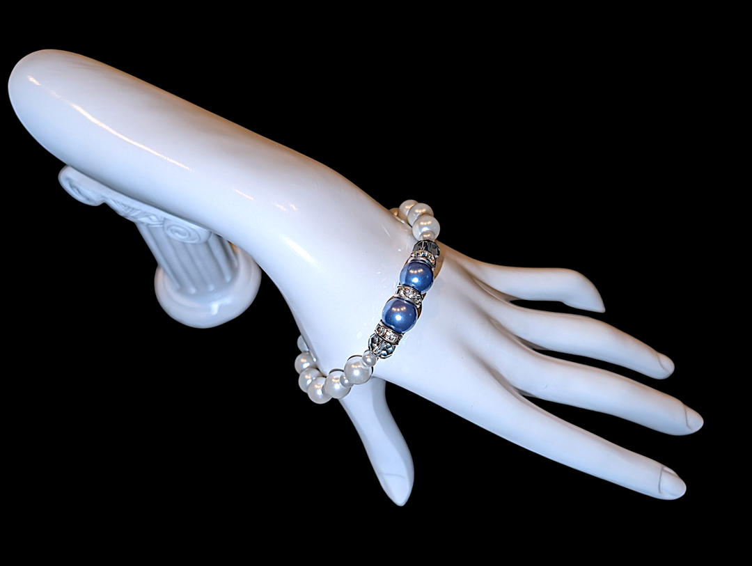Sky Blue White Pearl Bracelet