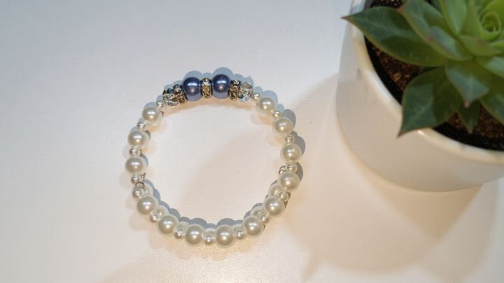 Sky Blue White Pearl Bracelet