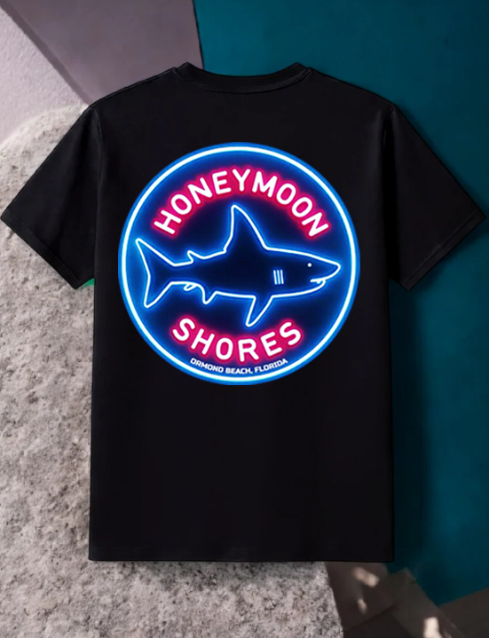 Honeymoon Shores Trendy Fashion Shark Summer T-Shirt - Ormond Beach Florida