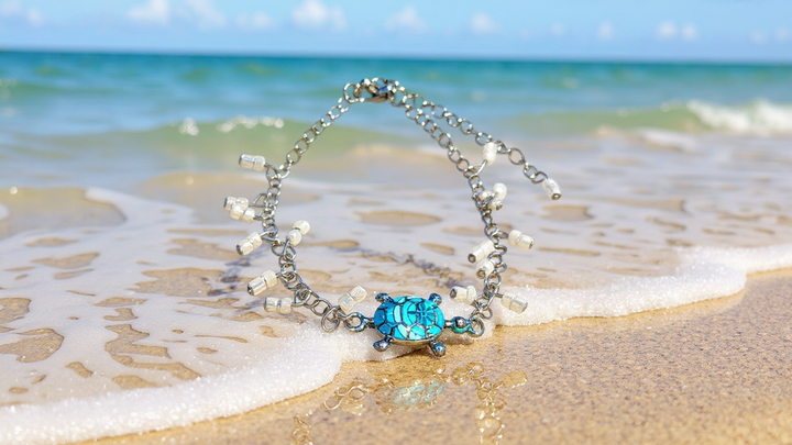 Ocean Blue Sea Turtle Anklet Bracelet