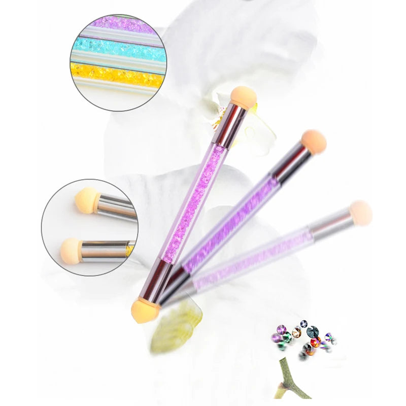 Two Headed Nail Sponge Smudge Stick Nail Brush Manicure Pen Polish Brush Nail Care Decorative Beauty Tools