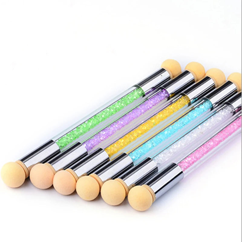 Two Headed Nail Sponge Smudge Stick Nail Brush Manicure Pen Polish Brush Nail Care Decorative Beauty Tools