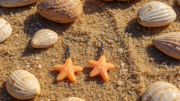 Orange Starfish Earrings