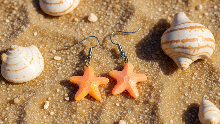Orange Starfish Earrings